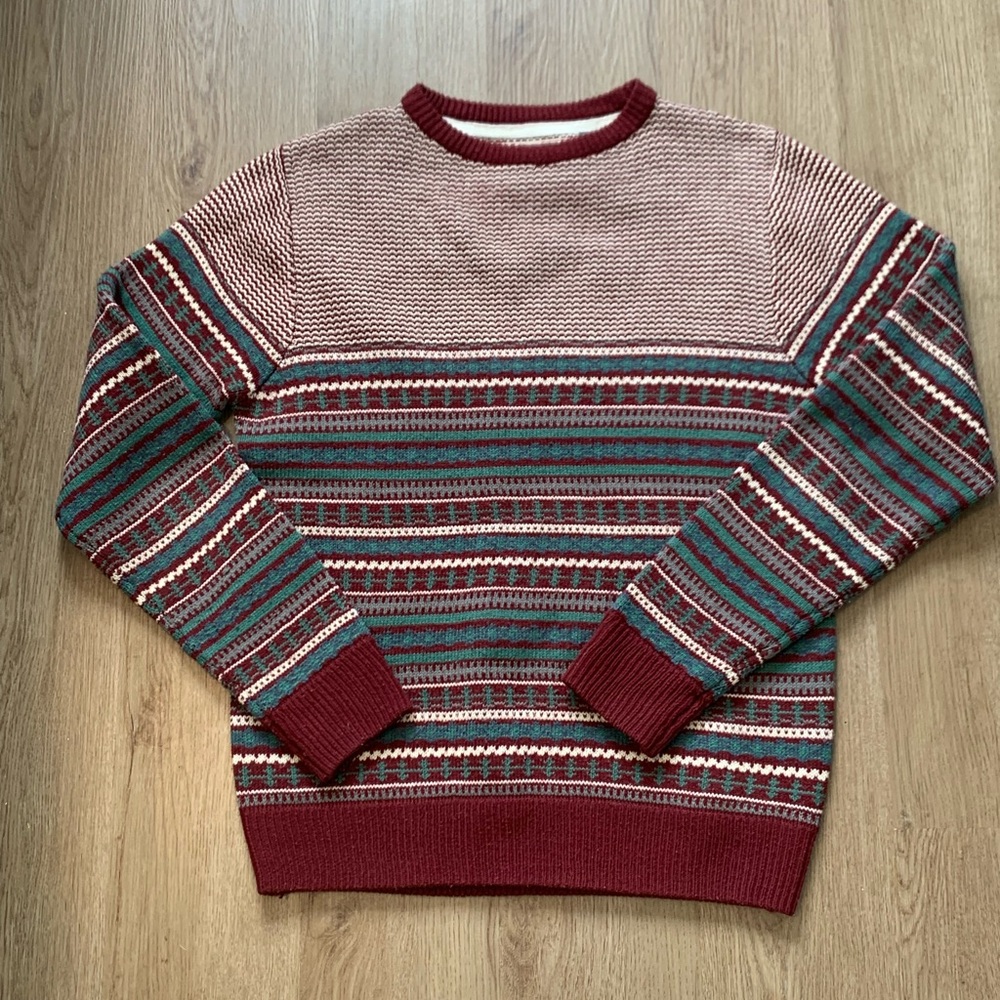 Men’s medium knit striped sweater soulstar Britain women’s grandpa Crewneck